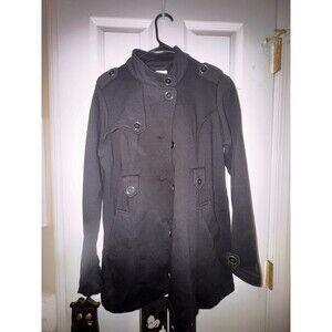 Motherhood Maternity Coat Medium Black Button Front winter jacket pregnancy
